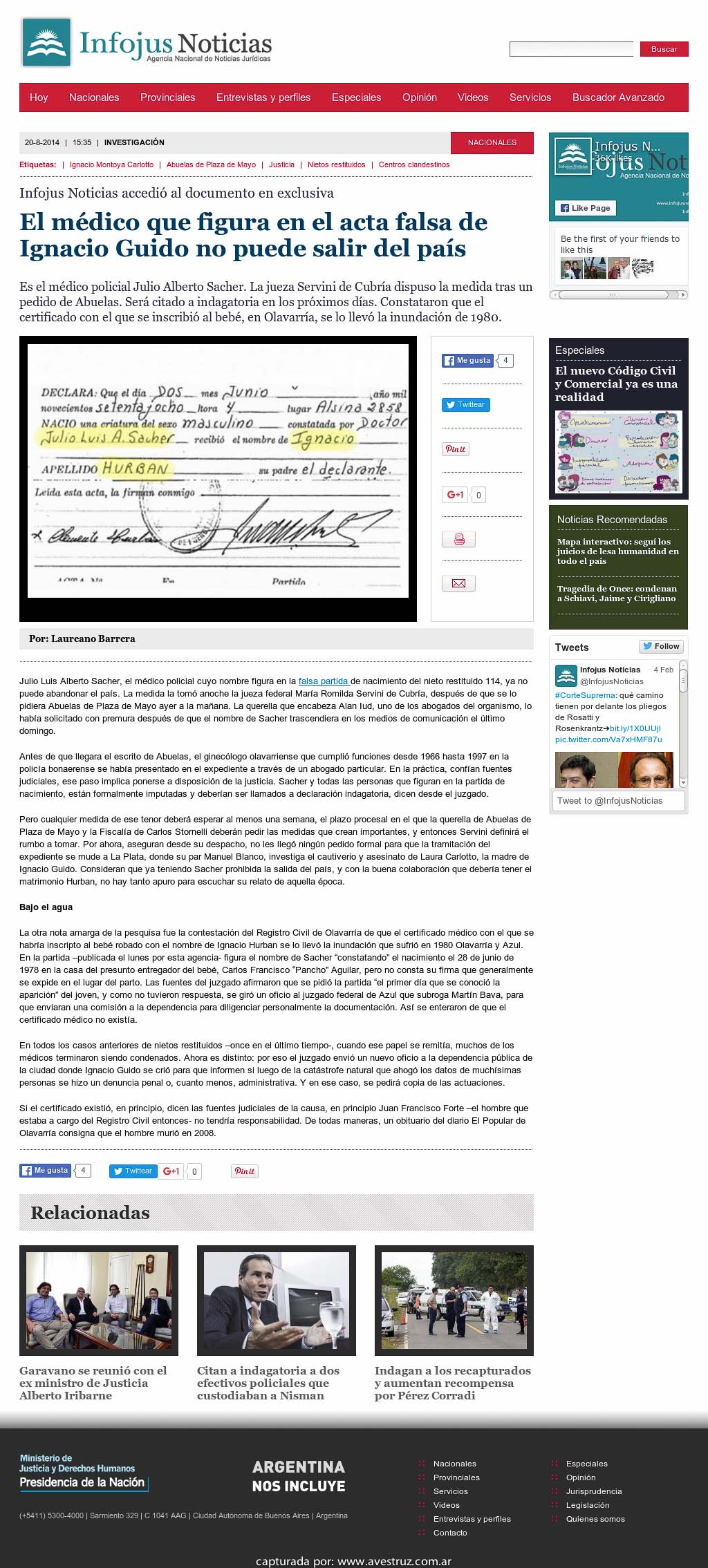 Nota de Infojus borrada